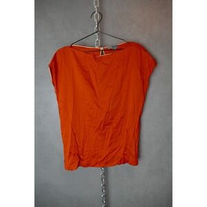 Vince Women's XS Orange Sleeveless Top Blouse Silk Round‎ Neck Casual